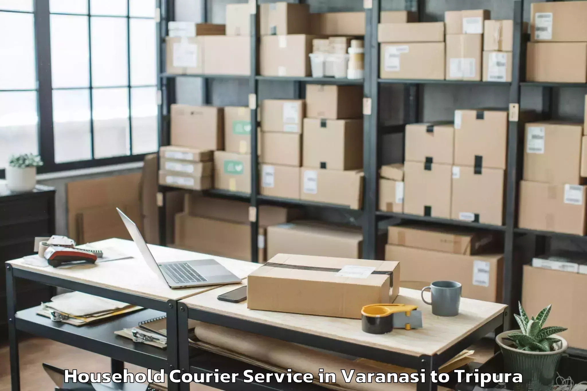 Get Varanasi to Manughat Household Courier